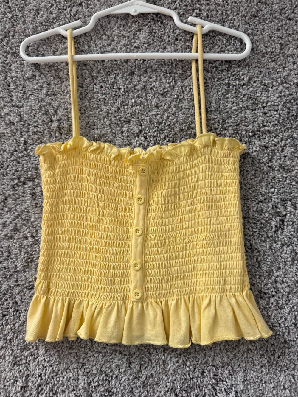 Me to We Yellow Smocked Ruffle Tank Top